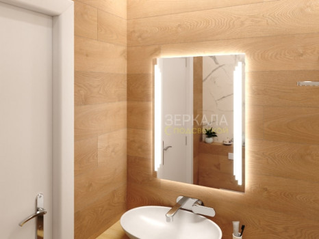 Зеркало в ванную комнату с подсветкой светодиодной лентой Авола