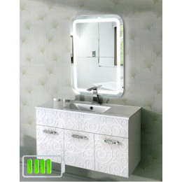 Зеркало закругленное с подсветкой для ванной комнаты Эстер на батарейках (аккумуляторе)