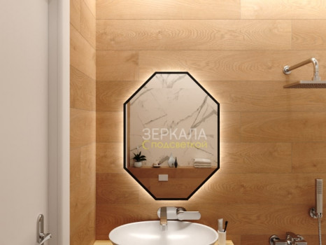 Зеркало в ванную комнату с подсветкой Валенза Блэк 85х85 cм